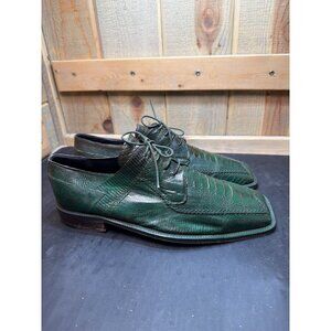 David Eden Mens 8.5 Handmade Genuine Crocodile Green Exotic Dress Shoes
